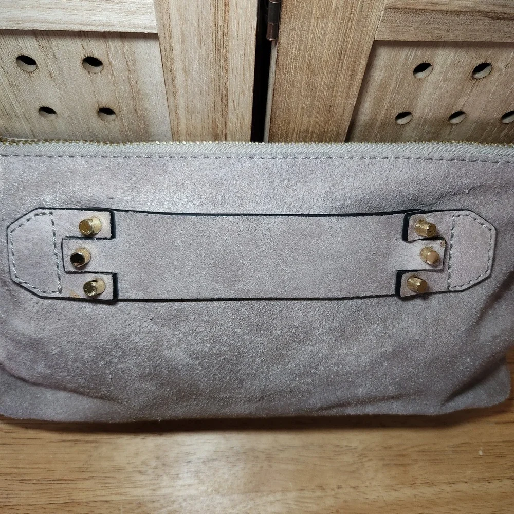 She+Lo Next‎ Chapter Clutch Gray Leather Pouch Purse
